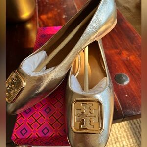 Tory Burch Metallic Gold Flats